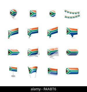 south africa national flag, vector illustration on a white background Stock Vector