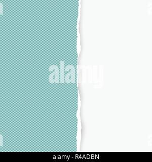 Squared ripped vertical turquoise paper for text or message are on white background. Vector illustration Stock Vector