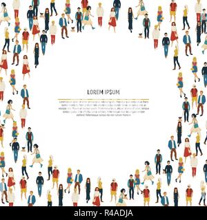 Large group of people in the shape of circle. Vector illustration Stock Vector