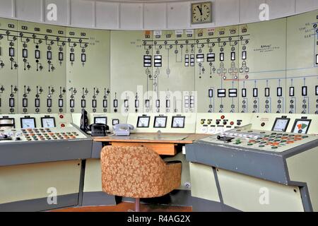 Control center in the former open-pit mine Ferropolis Stock Photo