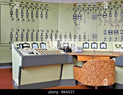 Control center in the former open-pit mine Ferropolis Stock Photo