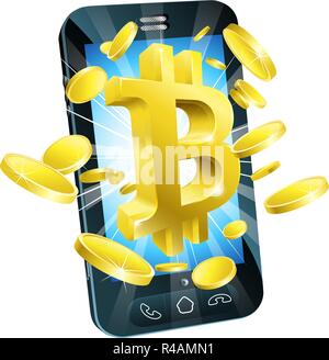 Mobile Phone Bitcoin Concept Stock Vector
