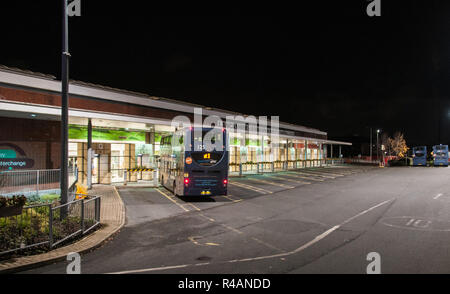 Around the UK- Chorley Bus Station at Night Stock Photo