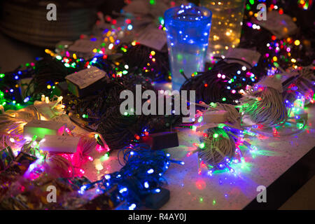 Diwali/ Christmas/Marriage decoration red, yellow, green, white, blue LED lights Stock Photo