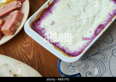 Kalvdans,  classical Scandinavian dessert, Finnish cuisine, Traditional assorted dishes, Top view. Stock Photo