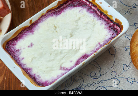 Kalvdans,  classical Scandinavian dessert, Finnish cuisine, Traditional assorted dishes, Top view. Stock Photo