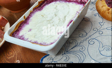 Kalvdans,  classical Scandinavian dessert, Finnish cuisine, Traditional assorted dishes, Top view. Stock Photo