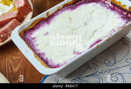 Kalvdans,  classical Scandinavian dessert, Finnish cuisine, Traditional assorted dishes, Top view. Stock Photo