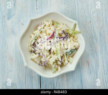 Classic Memphis-Style Coleslaw, from the vinegar and a sprinkling of sweetness from the sugar. Stock Photo