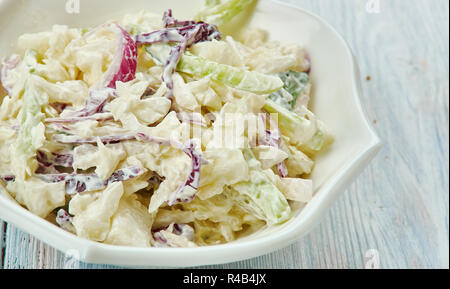 Classic Memphis-Style Coleslaw, from the vinegar and a sprinkling of sweetness from the sugar. Stock Photo