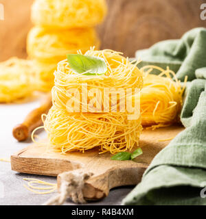 Fresh egg pasta tagliatelle Stock Photo