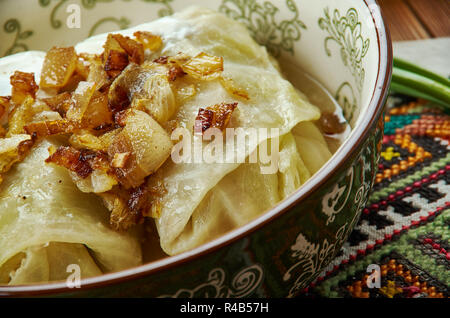 Balandeliai, Lithuanian  cuisine, Baltic Traditional assorted dishes, Top view. Stock Photo