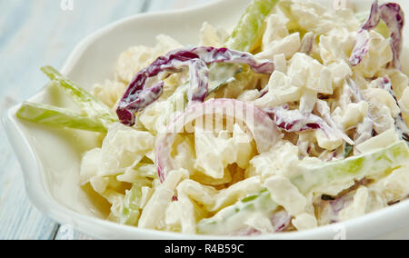 Classic Memphis-Style Coleslaw, from the vinegar and a sprinkling of sweetness from the sugar. Stock Photo