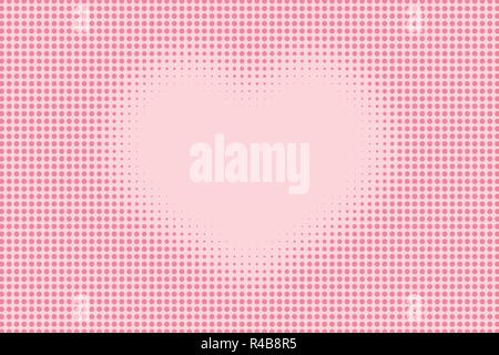 Halftone dotted heart shape pattern as a background. Comics pop art style pink dots vector texture for your graphic and web design Stock Vector
