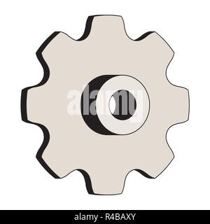 Sprocket wheel. Round link chains. 3D effect vector Stock Vector