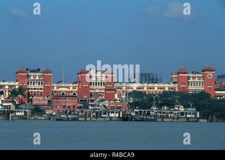 Howrah station, jetty at Hooghly river, Calcutta, West Bengal, India, Asia Stock Photo