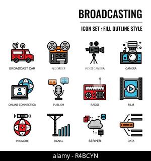 Broadcasting, pixel perfect icon, isolated on white background Stock Vector