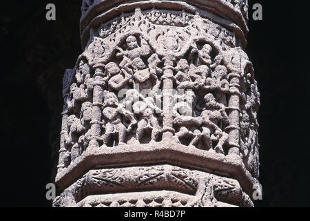 Carved human figures on Torana, Sun Temple, Modhera, Gujarat, India, Asia Stock Photo