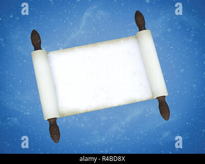 Winter Scroll Picture Example Christmas paper scroll card with snowy cabin. Vector illustration ...
