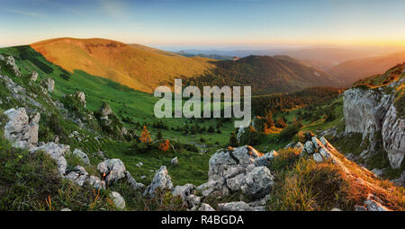 Mountain sunset panorama landcape in Slovakia, Suchy peak Stock Photo