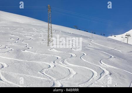 Ski Slope with Fresh Curves Stock Photo