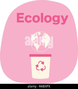 Polluted planet in a dumpster. Conceptual image of a bad environment vector icon Stock Vector