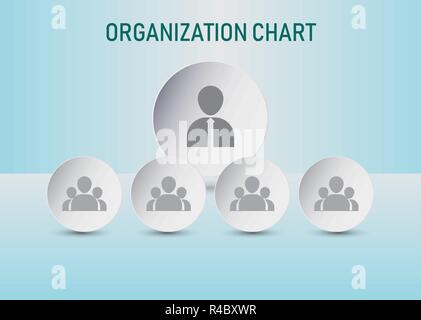 Organization chart with business people icons. business infographic chart with 4 options. Vector illustration. Stock Vector