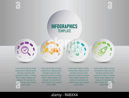 The vector of colorful infographics template for your business planning with 4 steps, timeline infographic elements for your marketing. flat vector. Stock Vector