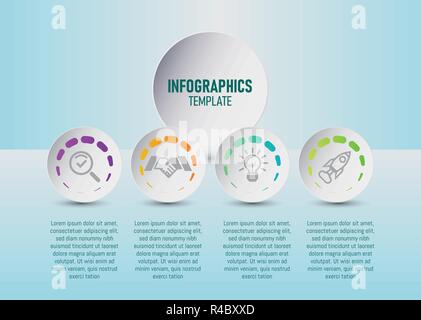 The vector of colorful infographics template for your business planning with 4 steps, timeline infographic elements for your marketing. flat vector. Stock Vector