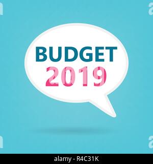 budget 2019 text on a speech bubble- vector illustration Stock Vector