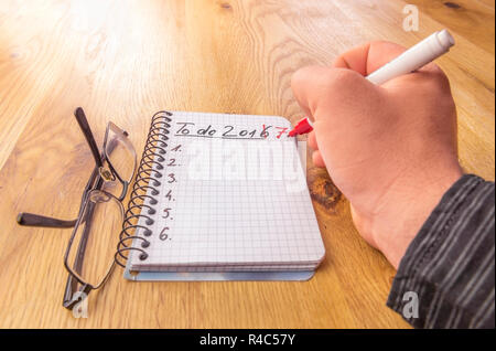 Math notebook with to do list for 2017 Stock Photo