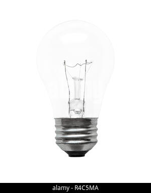 Single electrical incandescent light bulb isolated on white background. Stock Photo