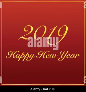 Happy New Year 2019 loading spark gold red vector logo icon Stock Vector