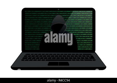 hacker inside the laptop cybercrime vector illustration EPS10 Stock Vector