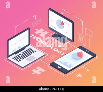 Digital technology - modern vector colorful isometric illustration Stock Vector