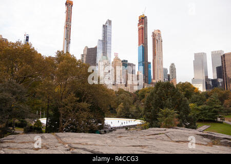 The Trump Woolman ice rink in Central Park, New York City, United States of America. Stock Photo