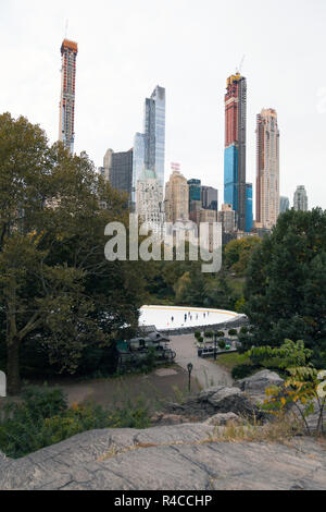 The Trump Woolman ice rink in Central Park, New York City, United States of America. Stock Photo