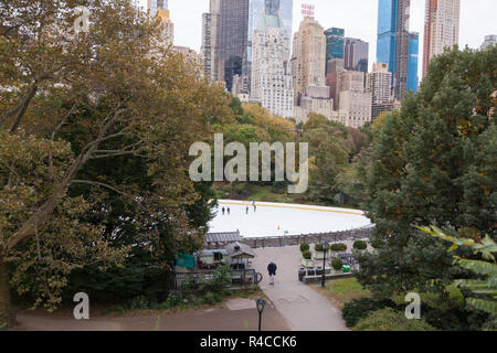 The Trump Woolman ice rink in Central Park, New York City, United States of America. Stock Photo