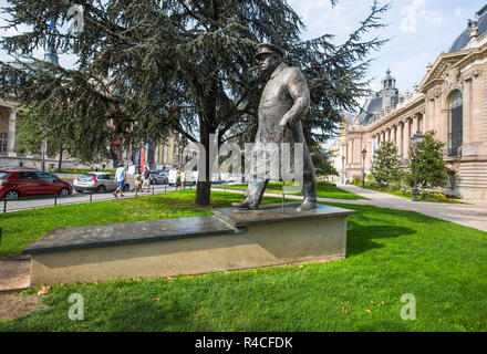 PARIS, FRANCE, SEPTEMBER 5, 2018: Bronze Winston Churchill statue at Petit Palais in Paris Stock Photo