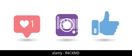 Social media color icons on white background Stock Vector