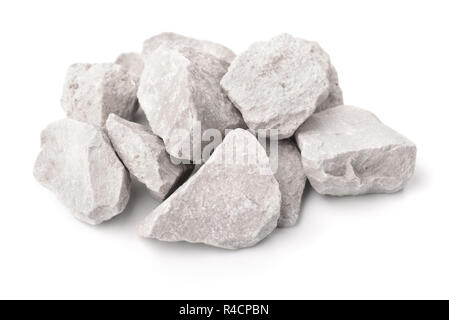 Crushed marble stones isolated on white Stock Photo