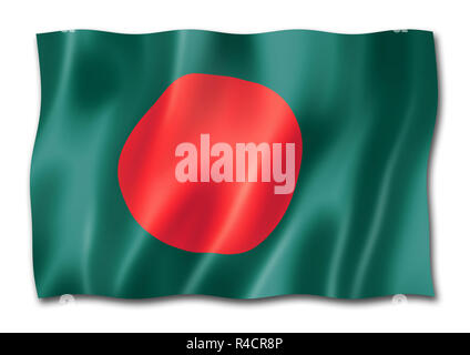 Bangladesh flag, three dimensional render, isolated on white Stock Photo