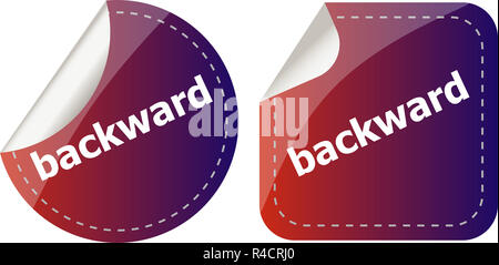 backward word on stickers button set, label Stock Photo