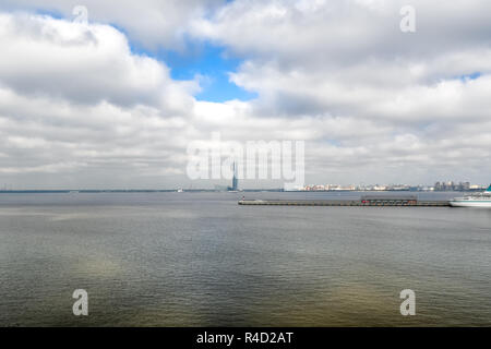 Europe's tallest skyscraper, the Lakhta center on the coast of Gulf of Finland of the Baltic Sea in St.Petersburg, Russia. Stock Photo