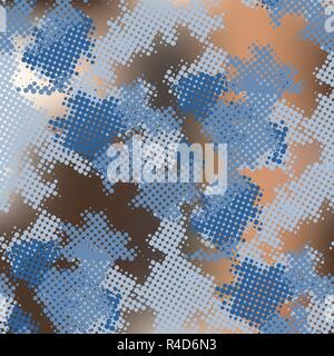 Abstract modern grunge pixelated blue and brovn Stock Vector