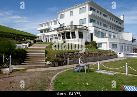 Exterior shots of the Art Deco Hotel at Burgh Island, Bigbury-on-Sea, Devon. Stock Photo