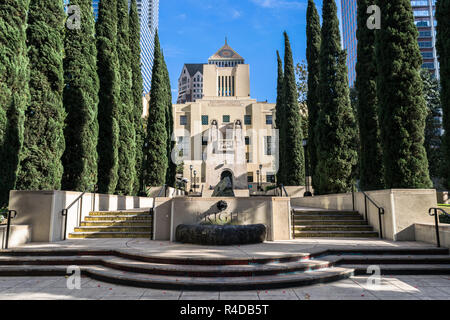 LOS ANGELES, USA - FEBRUARY 16, 2017: View of the Los Angeles Public Library that serves the largest population of any publicly funded library system in the United States. Stock Photo