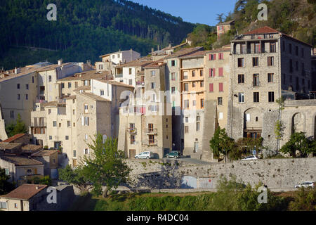 Traditional Town Houses or Village Houses in the Historic District or Old Town Sisteron Alpes-de-Haute-Provence Provence FranceSisteron Stock Photo