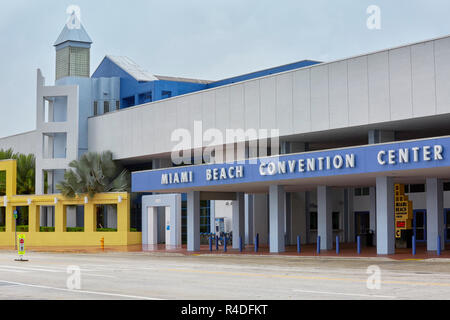 Entrance to Miami Beach Convention Center in Miami, Florida, USA
