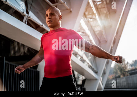 Nice handsome young man wearing red Tshirt Stock Photo